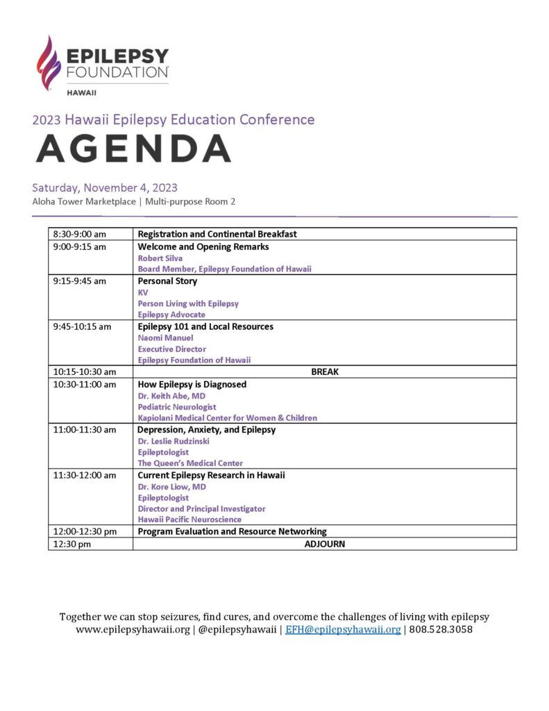 Agenda for conference. 