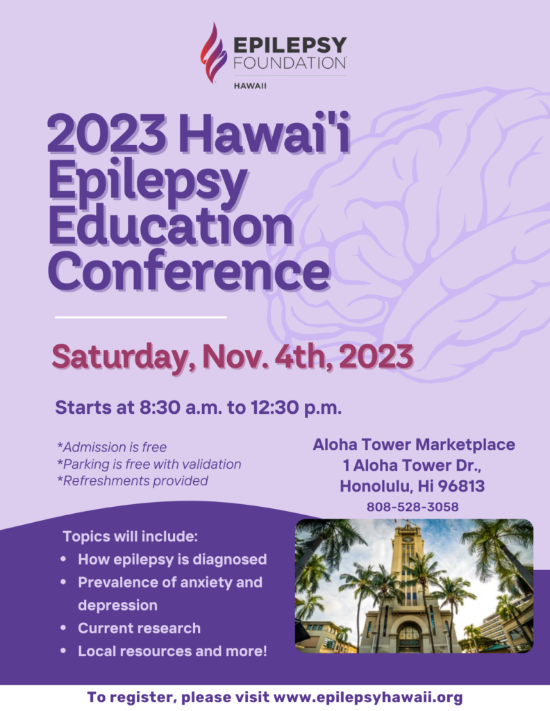 Flyer for Epilepsy Conference on November 4th at Aloha Tower. 